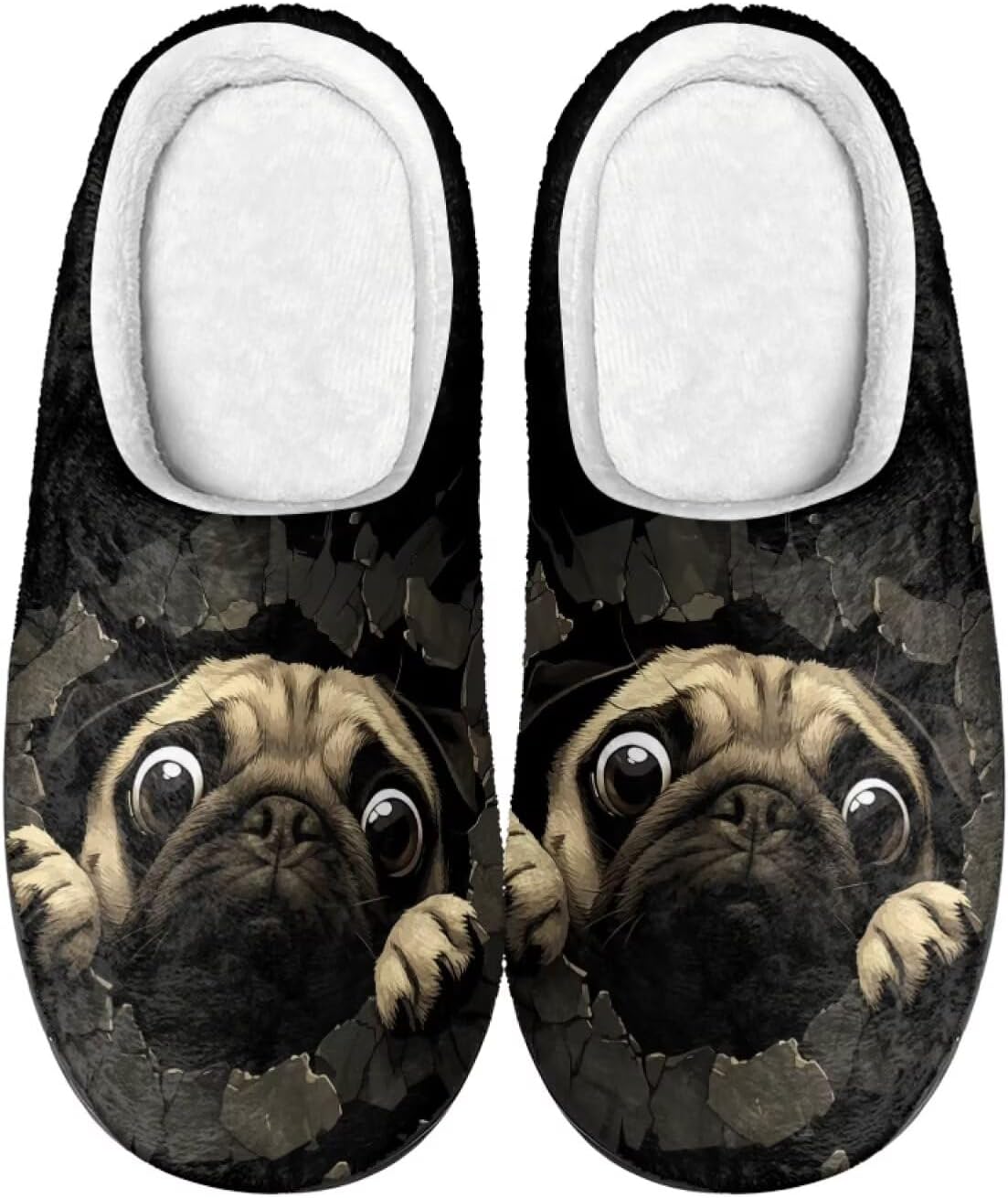 

Xoenoiee Мужские и женские теплые пушистые тапочки для спальни, домашние тапочки, противоскользящие зимние домашние тапочки, черный