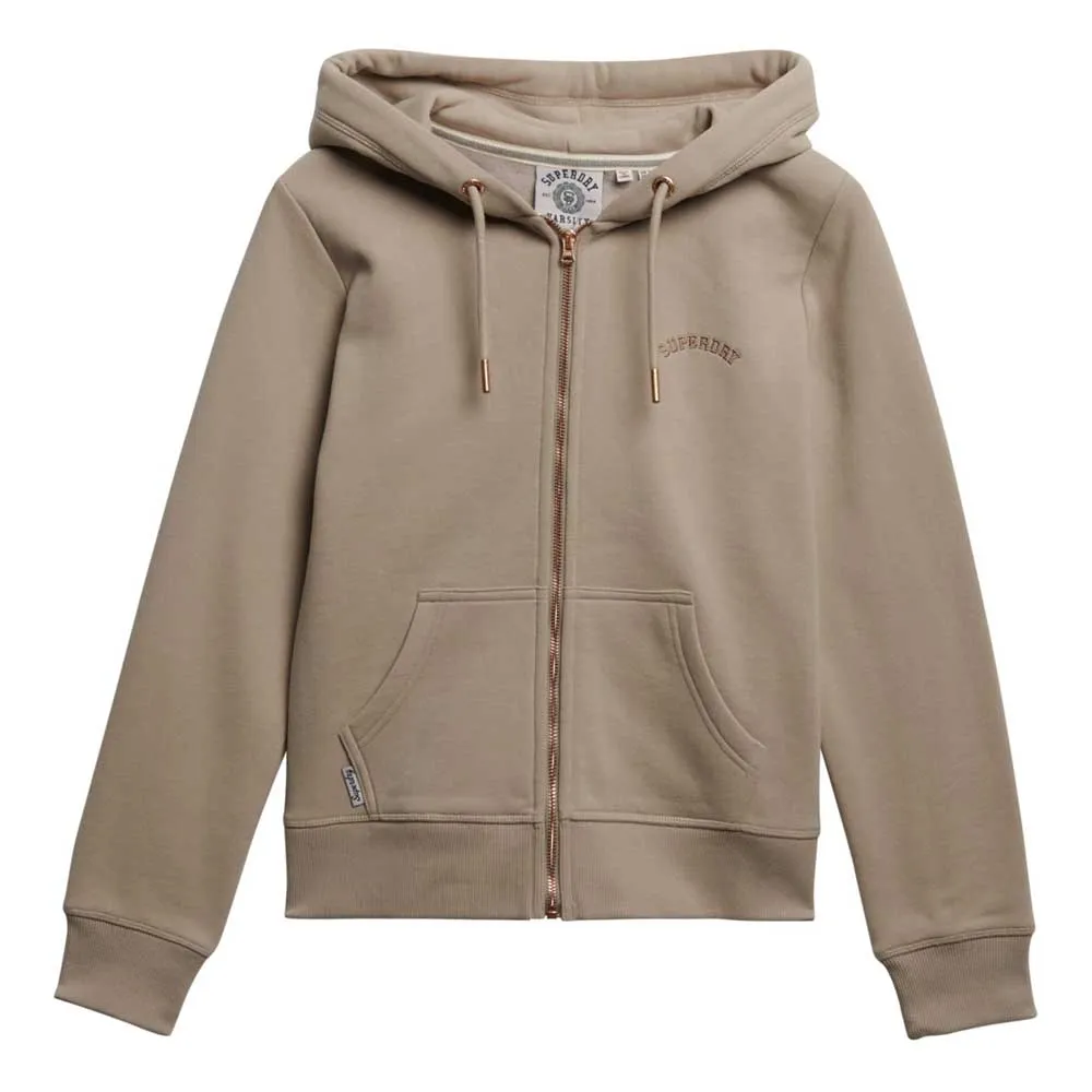 

Толстовка Superdry Essential Logo full zip, бежевый