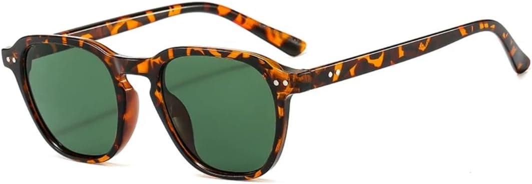 

Классические солнцезащитные очки в квадратной оправе с рисунком «рисовый лак» для женщин, ретро-очки в маленькой оправе для мужчин, для вождения, рыбалки, с защитой от УФ-излучения UV400 TVTBBVV, Leopard Green