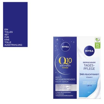 

Освежающий дневной уход + мощная сыворотка против морщин с Q10, Nivea