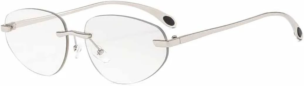 

Модные овальные солнцезащитные очки без оправы для женщин, роскошные металлические, небольшие, для мужчин, для путешествий, защита от УФ-излучения UV400 TVTBBVV, Silver Silver