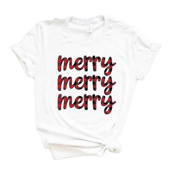 

Графическая футболка с коротким рукавом Buffalo plaid merry stacked Simply Sage Market, White, Белый, Графическая футболка с коротким рукавом Buffalo plaid merry stacked Simply Sage Market, White