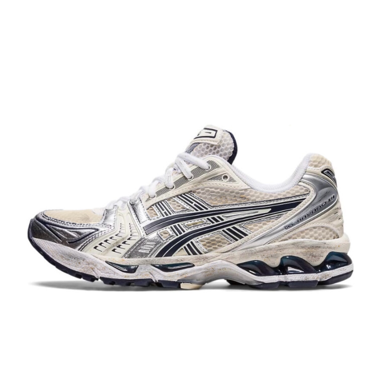 

Кроссовки Gel-Kayano 14 женские с низким верхом бежевые/белые/серебристые Asics