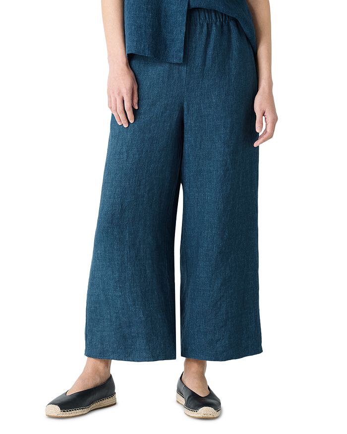 

Широкие брюки из постиранного льна Délavé Eileen Fisher, синий