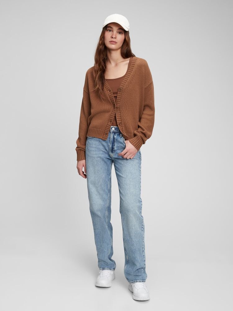 

Укороченный кардиган на пуговицах Gap, коричневый