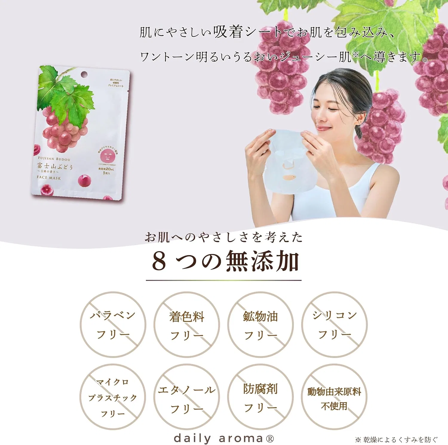 Тканевая маска Daily Aroma — Mt. Fuji Grapes, увлажняющая, 20 мл — фото 4