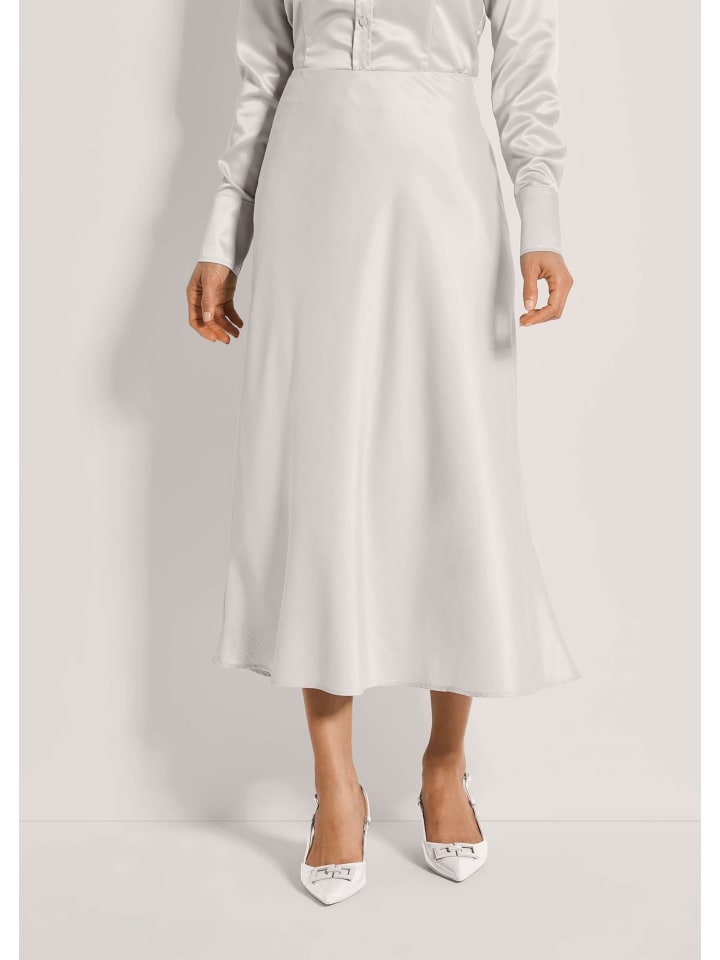 

MADELEINE Атласная юбка миди жемчужно-белого цвета для элегантных случаев