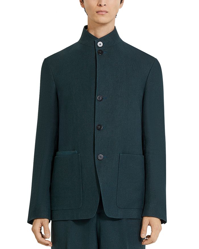 

Oasi Lino Regular Fit Льняная Рабочая Куртка ZEGNA, синий