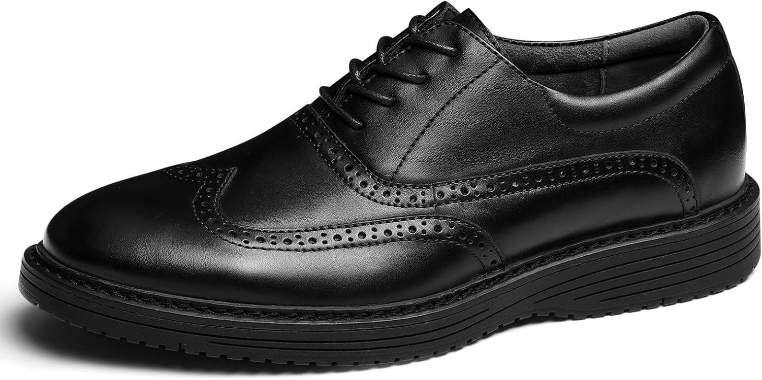 

Мужские классические туфли Hantatop, броги из натуральной кожи на шнуровке, повседневные оксфорды с перфорацией, удобные, стильные, деловые, формальные кроссовки для офиса, свиданий, свадеб, черный