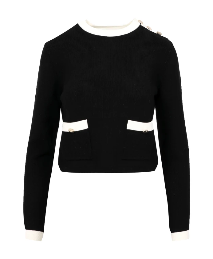 

Пуловер с круглым вырезом и ребристым узором Kaos, черный