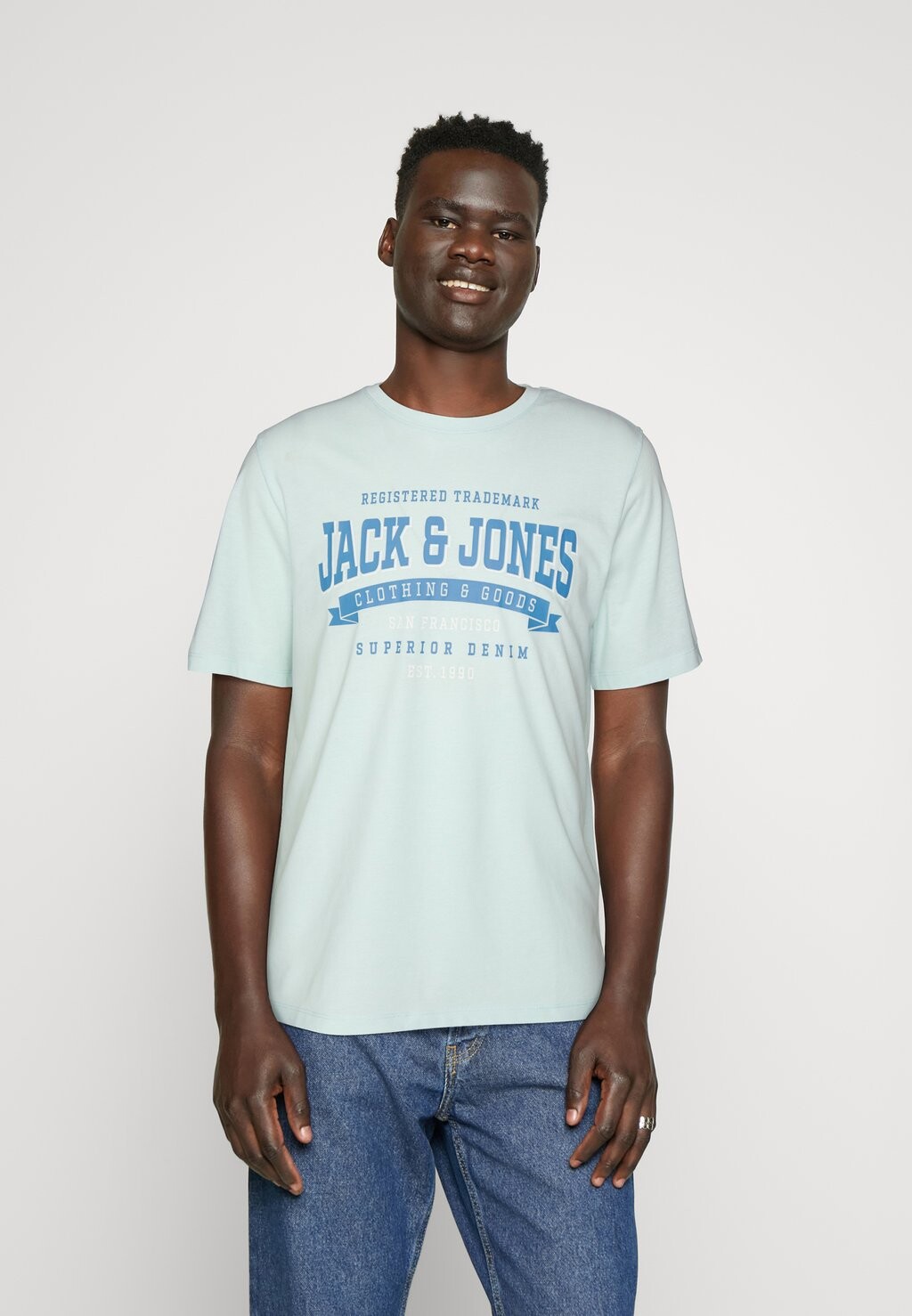 

Футболка с принтом Elogo Ss O-Neck Col Jack & Jones, цвет soothing sea melange