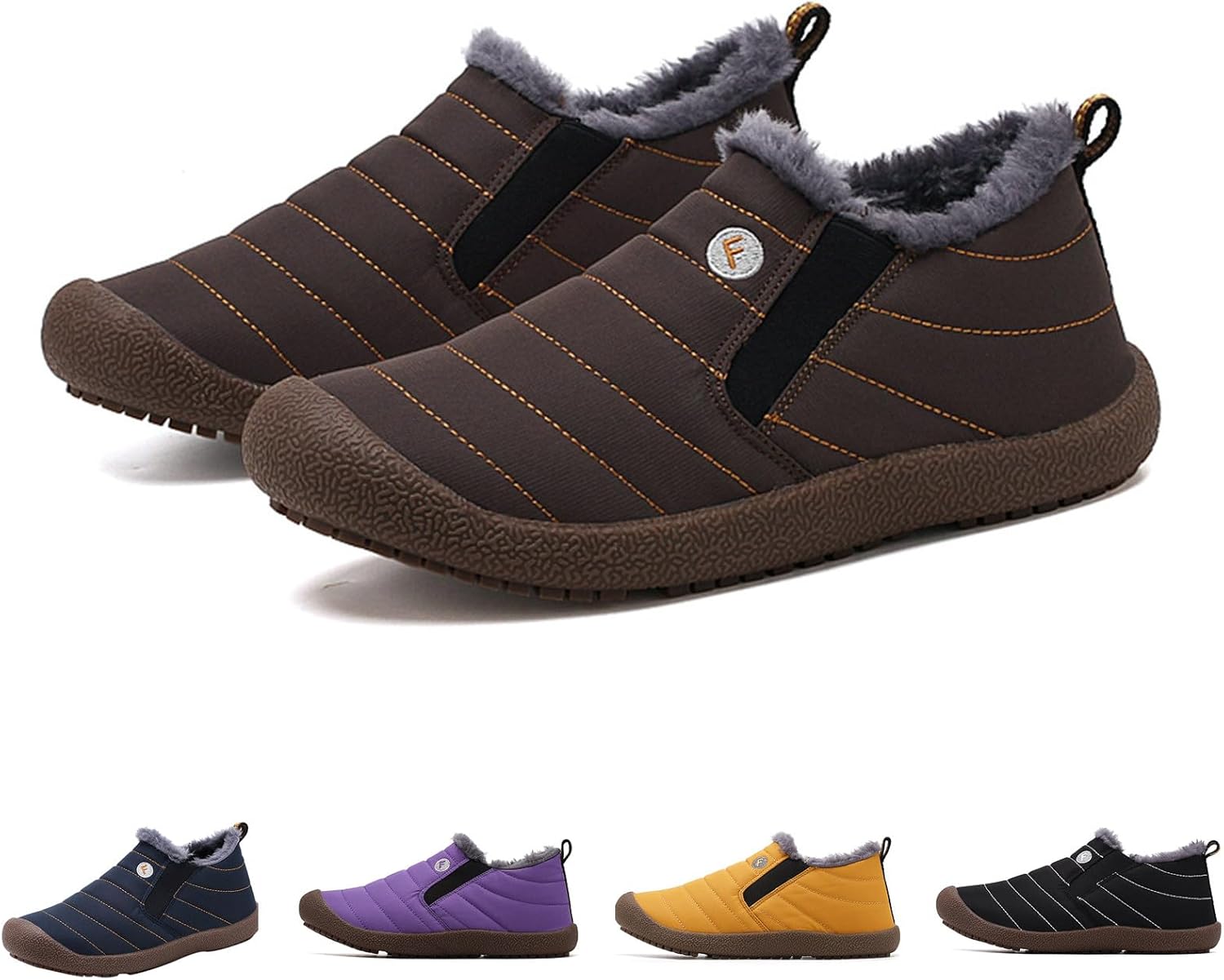 

Снежные ботинки для мужчин и женщин 2025 с зимним утепленным плюшевым подкладом, высокие ботинки на голенище, удобные для прогулок на улице, с легким надеванием Generic, коричневый