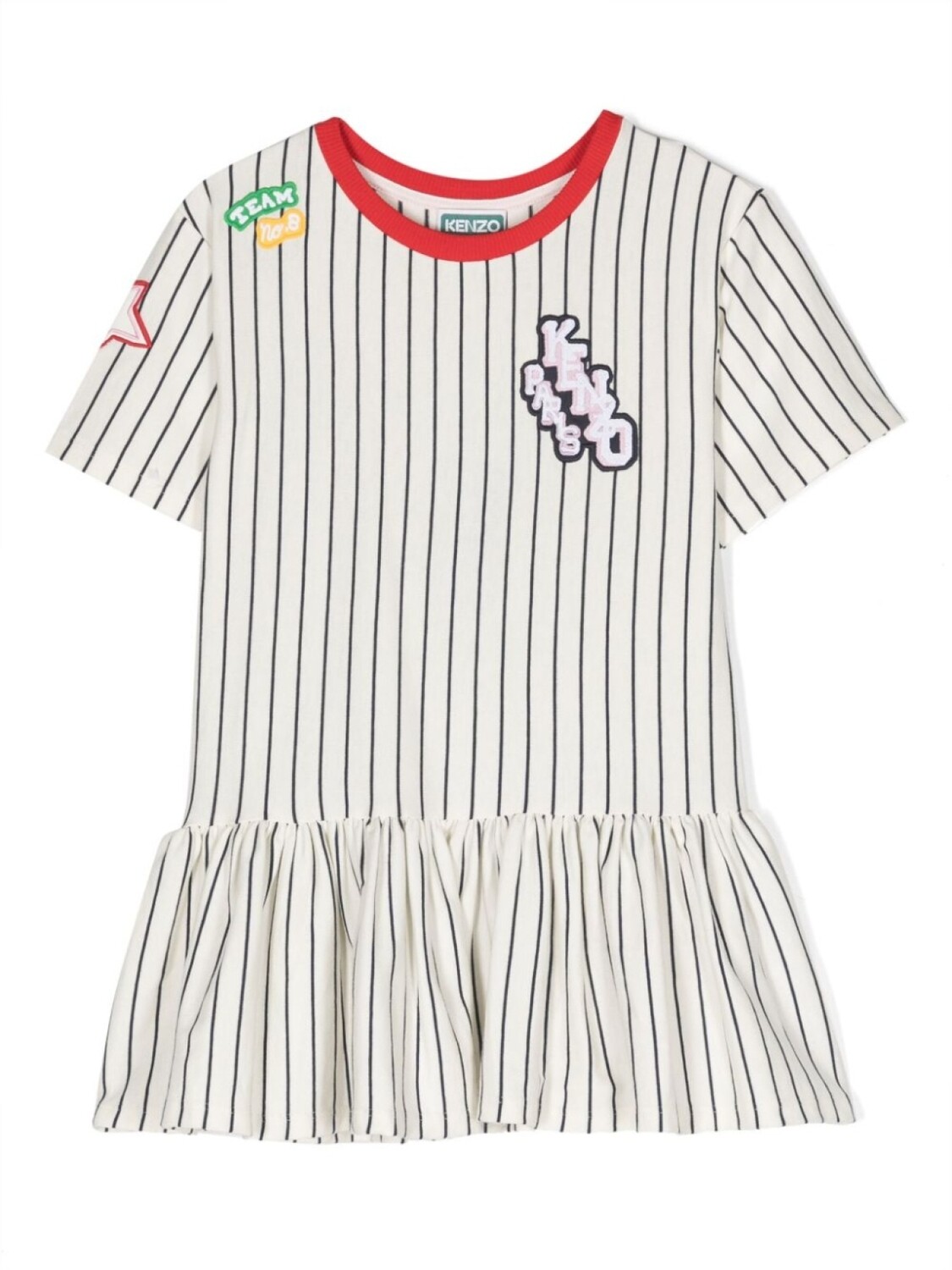 

Kenzo Kids полосатое платье с аппликацией, белый