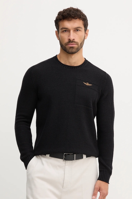

Шерстяной свитер Aeronautica Militare, черный