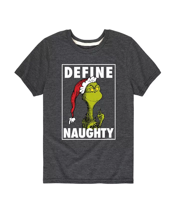 

Футболка с принтом Define Naughty для мальчиков старшего возраста The Grinch, серый
