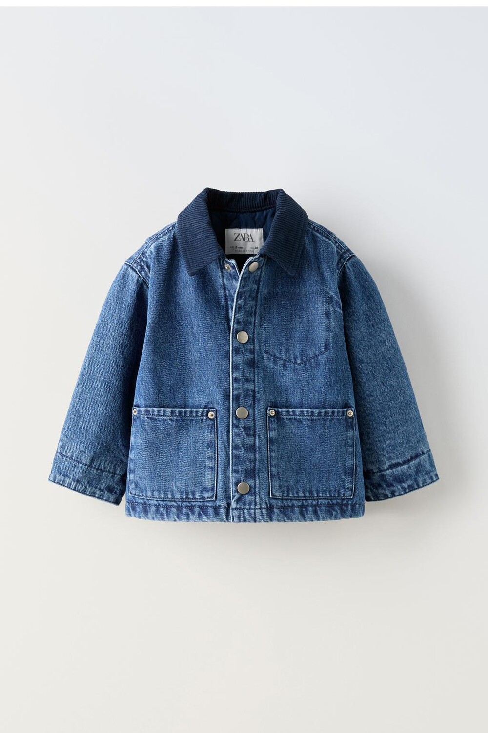

Стеганая джинсовая куртка ZARA, средне-синий