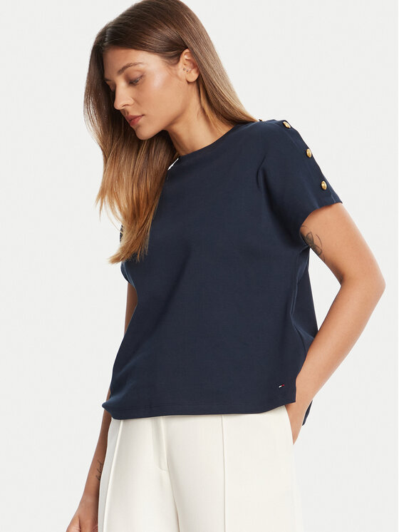 Футболка regular fit Gold Button WW0WW47455 Tommy Hilfiger, синий — фото 4