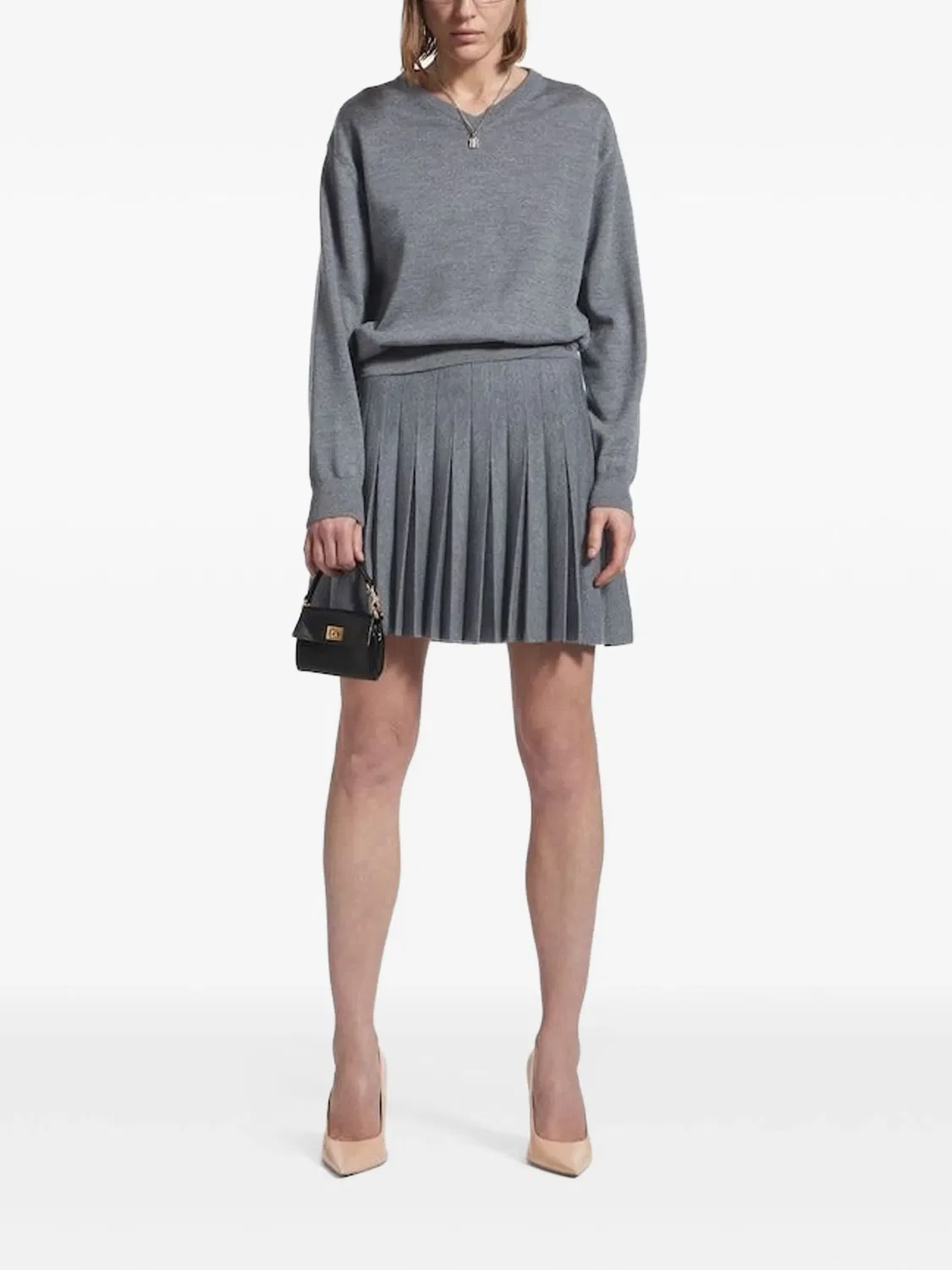 Юбка с эластичным ременом и складками Balenciaga, серый — фото 2