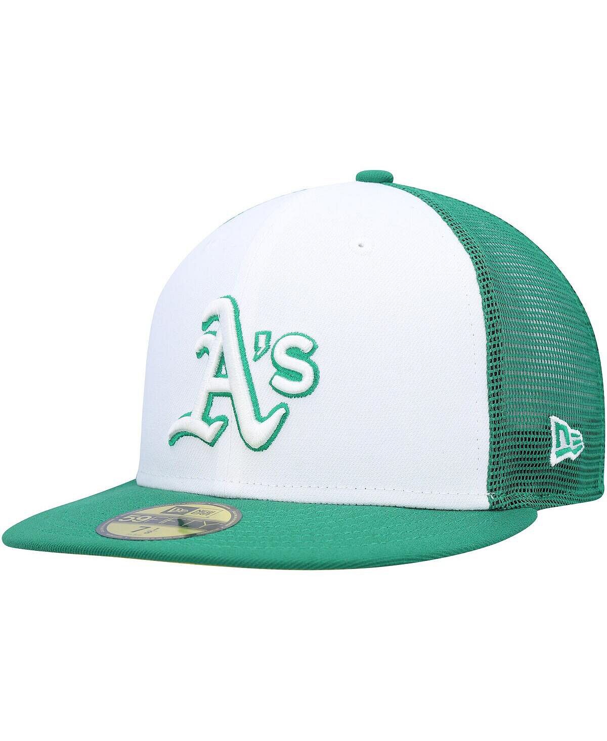 

Мужская бело-зеленая кепка Oakland Athletics 2023 для тренировки мяча на поле 59FIFTY. New Era