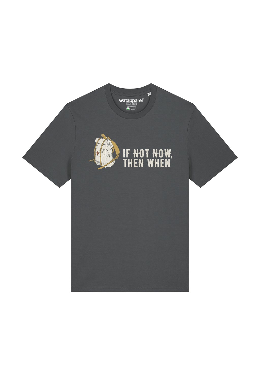 

Футболка с принтом IF NOT NOW THEN WHEN watapparel, антрацит