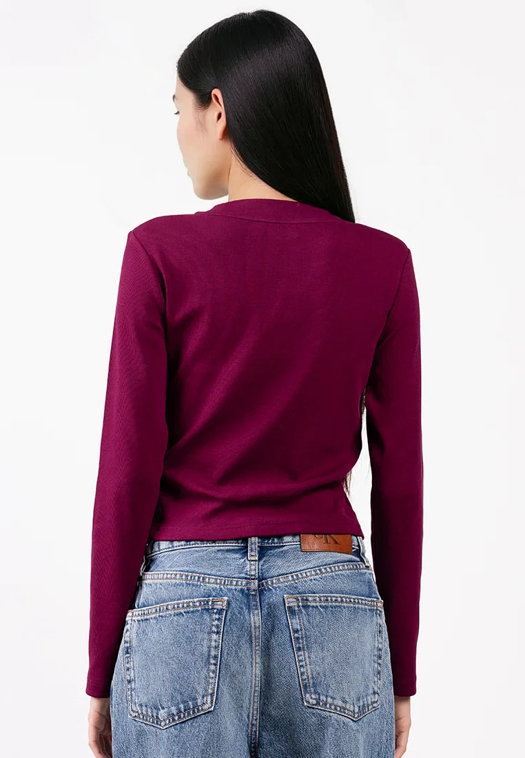 Футболка с длинным рукавом, с логотипом Monogram, Calvin Klein Jeans, ягодный — фото 2