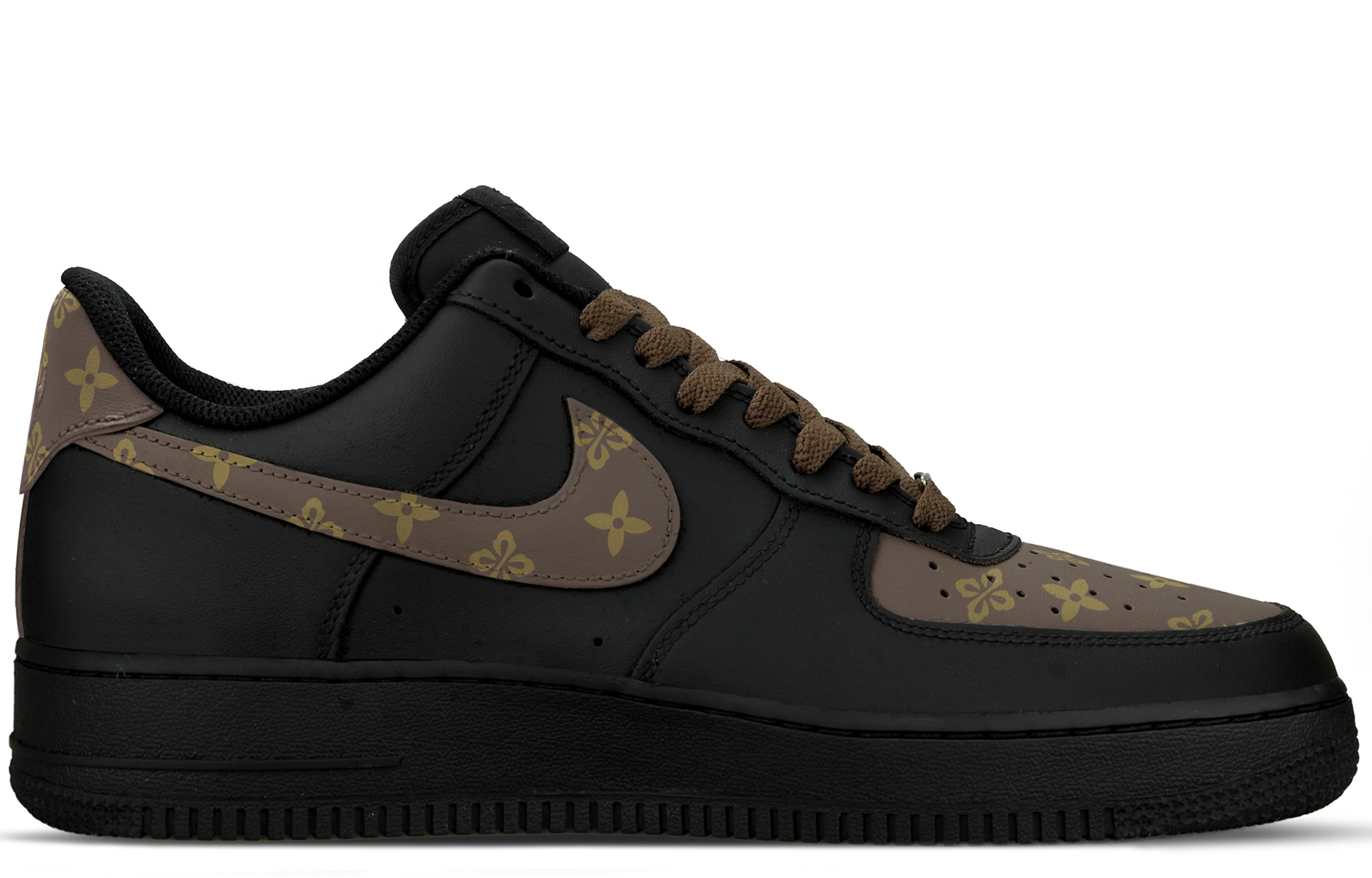 Nike Air Force 1 Height Increasing Low top Skateboard Shoes Unisex Black Brown — фото 4
