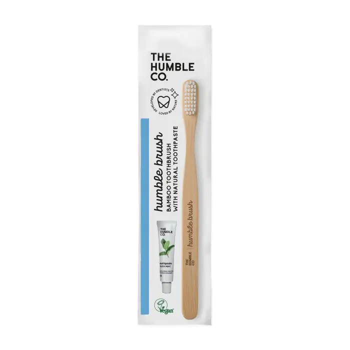 

Зубная паста pack cepillo de dientes de bambú white adult soft + pasta de dientes menta fresca The Humble Co., количество 2 штук