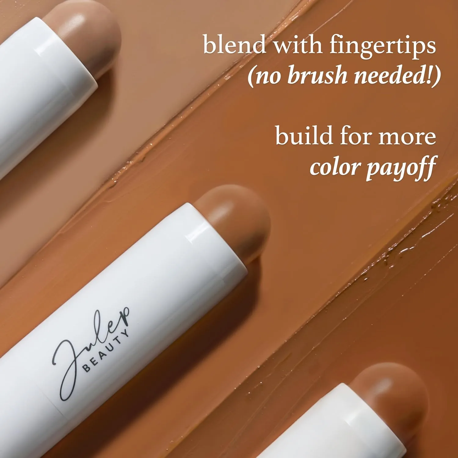Julep Skip the Brush крем-пудра для бронзирования и контуринга в стике Paradise Darker skin tones, стойкий, легко растушевываемый и наслаиваемый оттенок, 2 в 1 для щек и губ, 02- In Paradise (contour) — фото 3