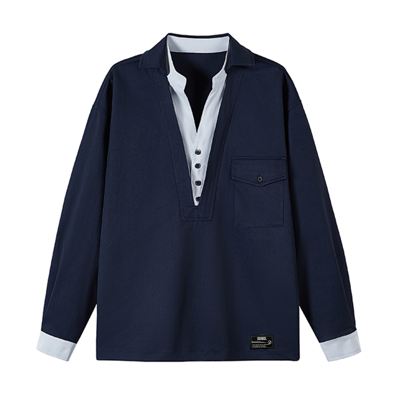 

Футболка Unisex Henry Collar Moderate Mock Two Piece ZIAREL, темно-синий