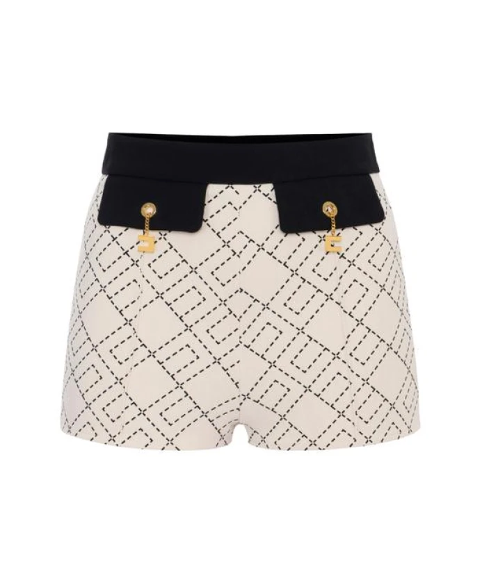 

Двухцветные шорты из двухслойной креповой ткани. Elisabetta Franchi, белый