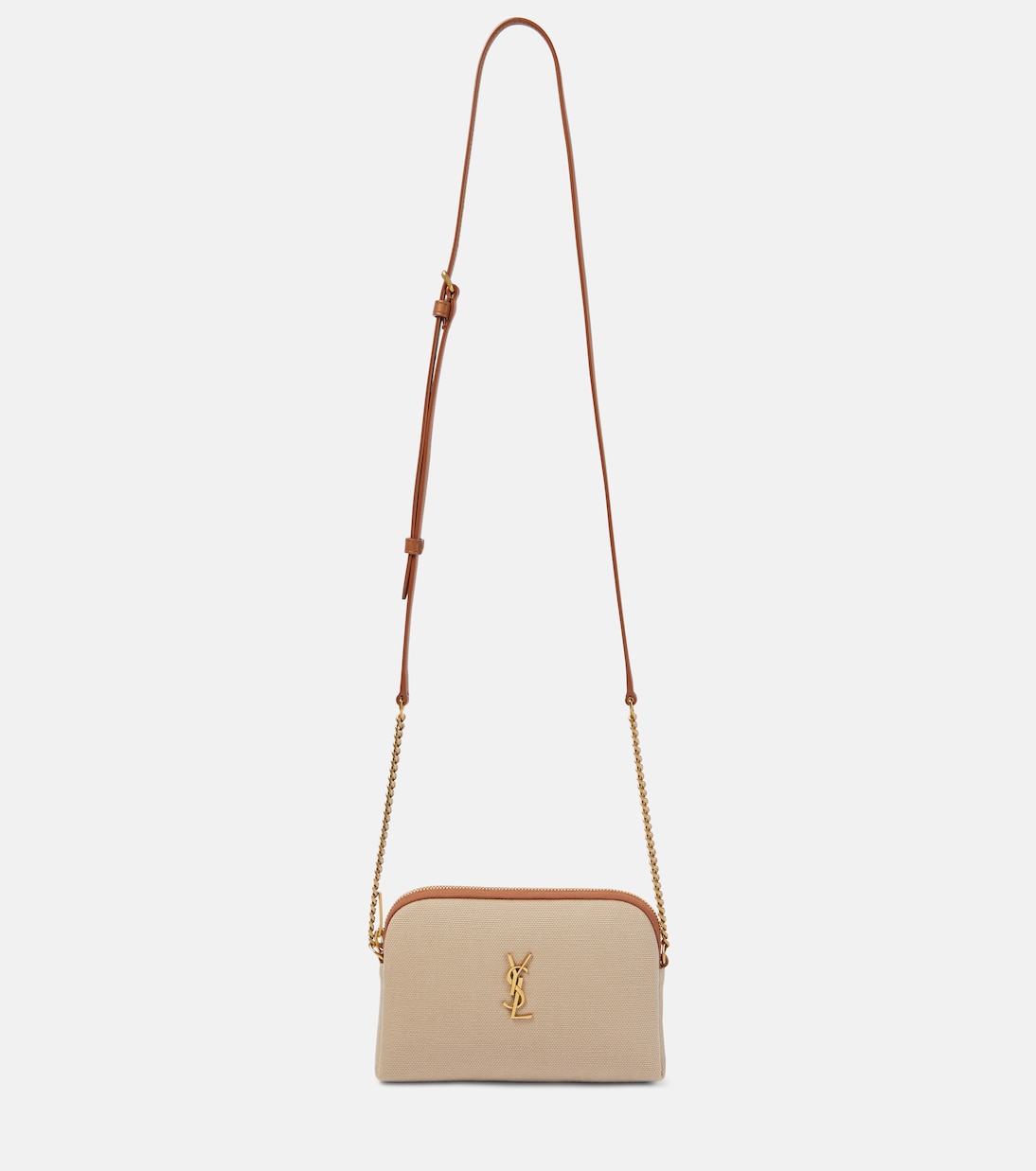 

Сумка-шоппер Gaby из ткани с кожаными деталями Saint Laurent, Desert Dust + Brick