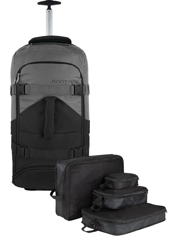 

Дорожная сумка объемом 60 л с 4 карманами для одежды в черном/сером цвете normani