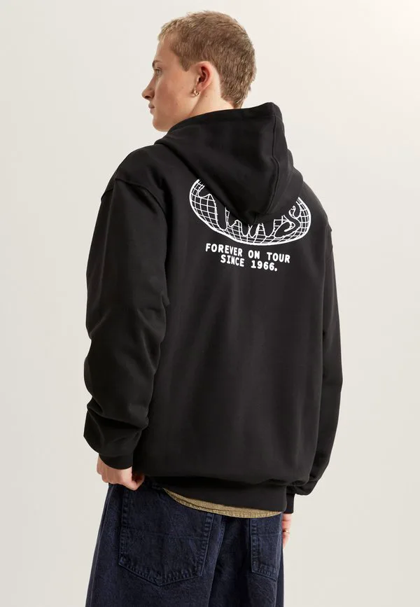 

Свободная толстовка на молнии с надписью «мировой тур» Vans, Black, Черный, Свободная толстовка на молнии с надписью «мировой тур» Vans, Black