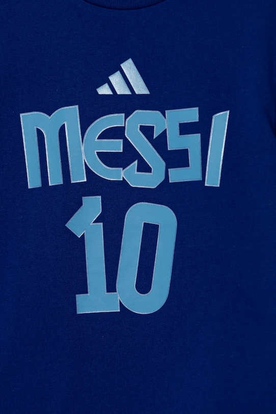 Детская хлопковая футболка MESSI Adidas Performance, синий — фото 4