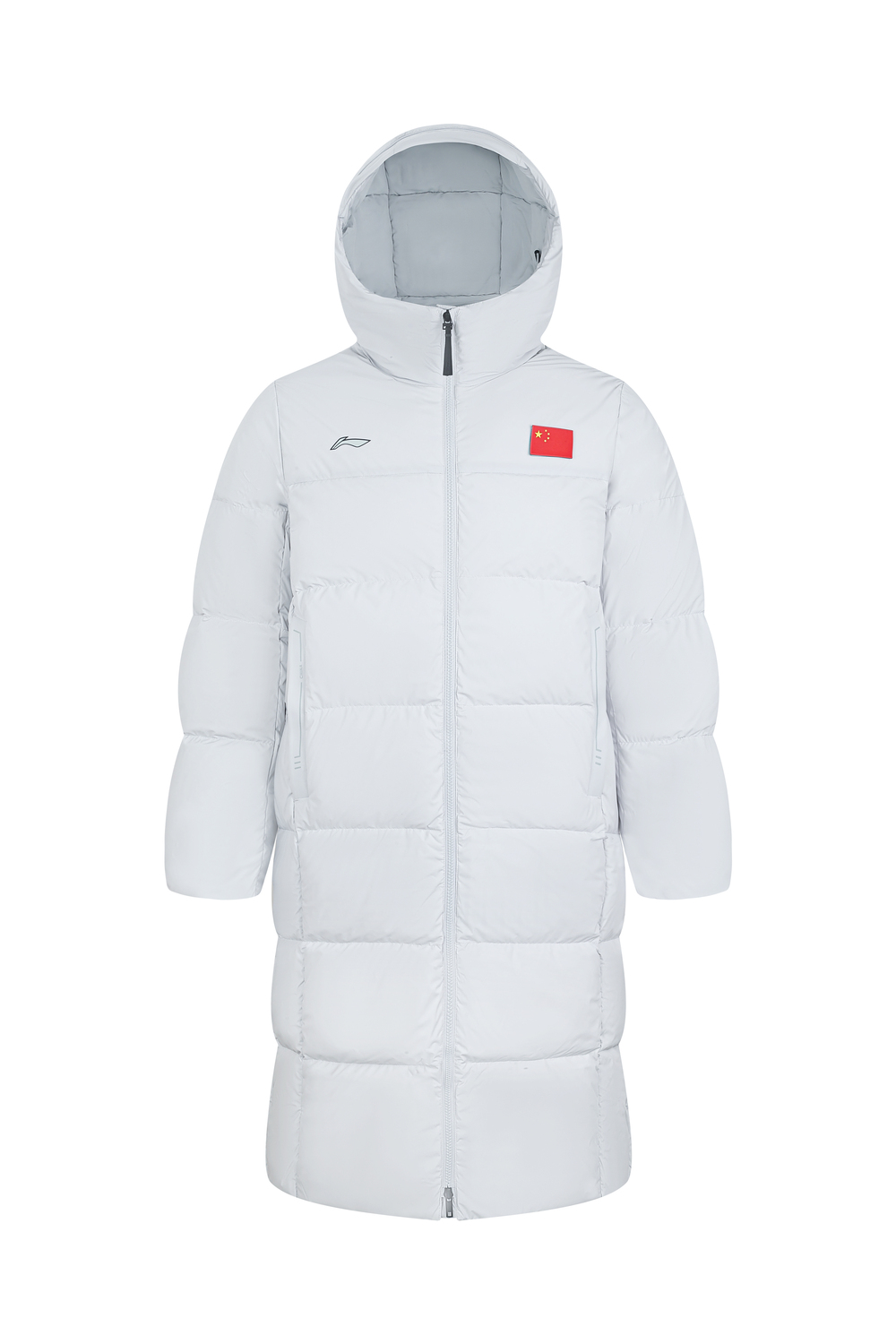 

Пуховик Li-Ning Unisex элегантный серый с капюшоном утепленный