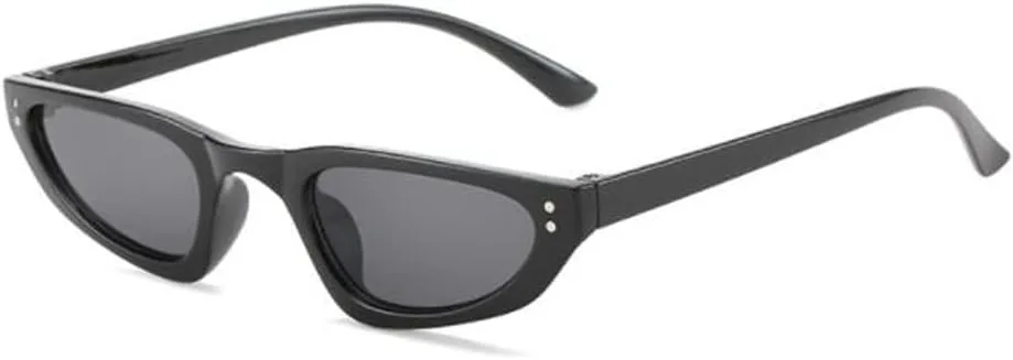 

Солнцезащитные очки в тонкой оправе с рисунком «рисовый ноготь», цветные, для мужчин и женщин, с защитой от УФ-излучения (прозрачно-розовые) SLCHJXS, Gray