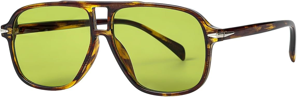 

Солнцезащитные очки-авиаторы NIDOVIX в стиле ретро для женщин и мужчин, винтажные, 70-х годов, квадратные, классические, с защитой от УФ-излучения UV400, Green Tortoise/Green