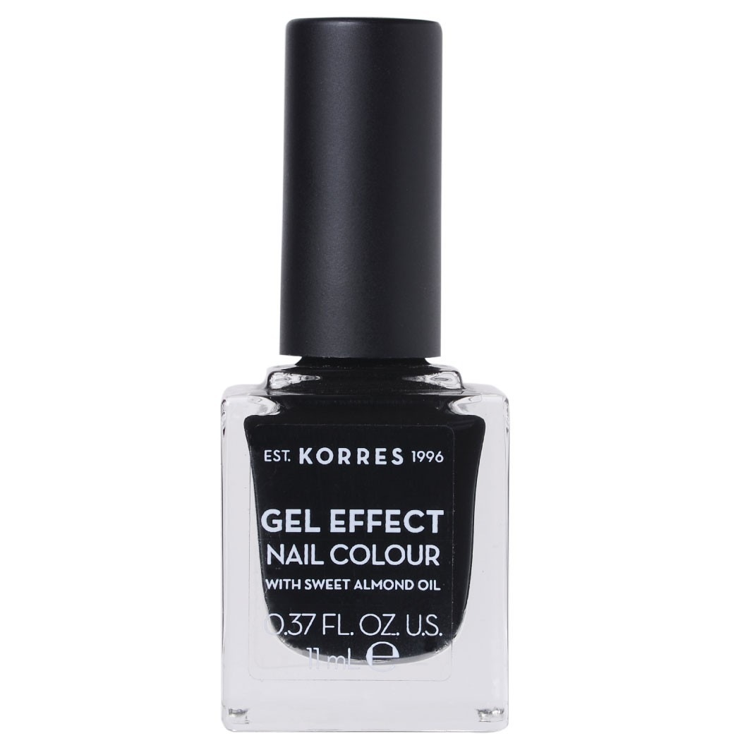 

Лак для ногтей sweet almond nail colour Korres, nr. 100 - black, объем 11 мл