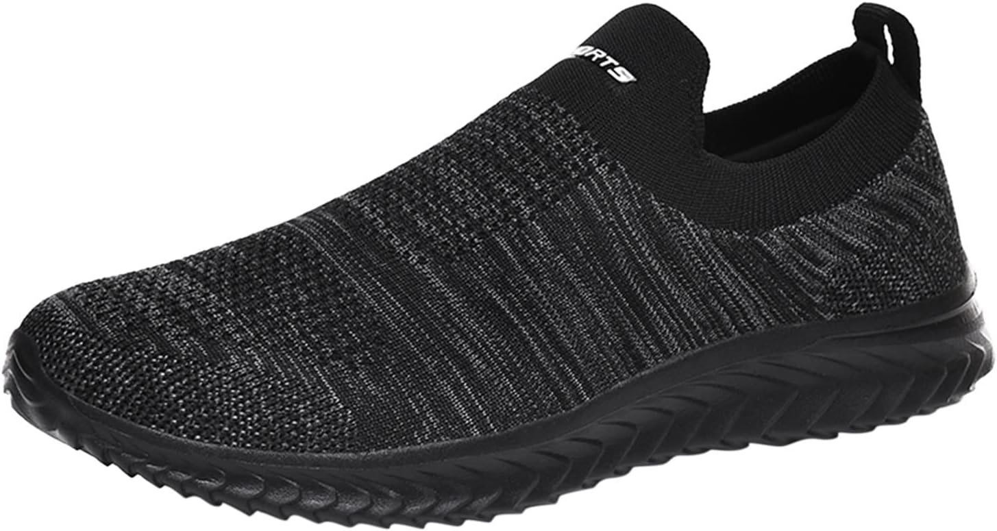 

Мужские слипоны-лоферы Удобные противоскользящие кроссовки для ходьбы Дышащие легкие вязаные повседневные кроссовки для прогулок, путешествий и работы Generic, темно-серый