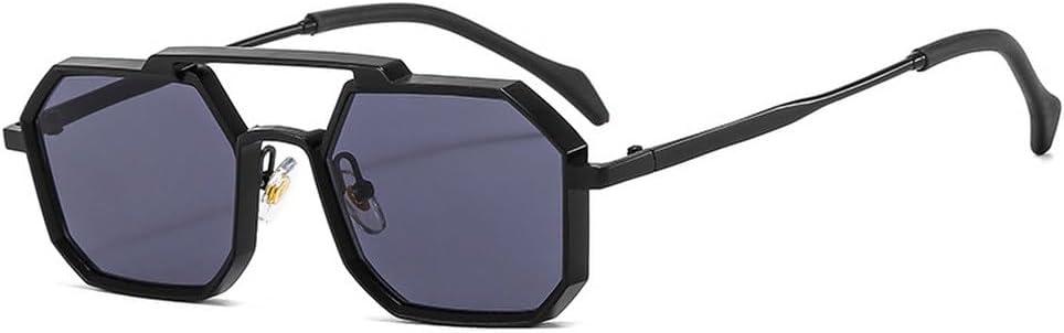 

Ретро-металлические панк-солнцезащитные очки Polygon для женщин, модные, с прозрачными линзами, защита от УФ-излучения UV400, для мужчин, красные и желтые солнцезащитные очки HYYZZC, Black Grey