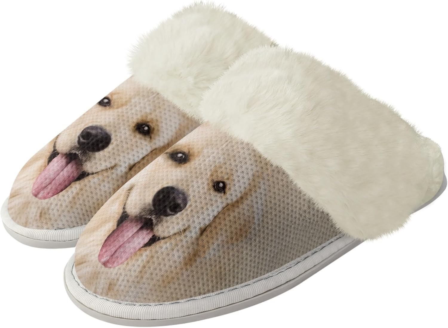 

Домашние тапочки Micoklinlin для мужчин и женщин, с мягкой плюшевой подкладкой, теплые и удобные, с искусственным меховым воротником, противоскользящие, Cute Dog