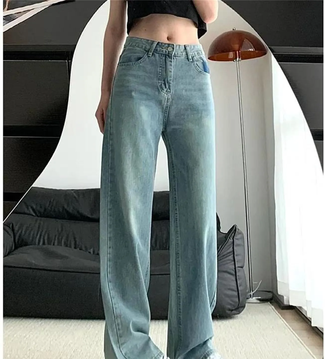 Женские джинсы baggy с высокой талией, свободные wide leg, casual — фото 2