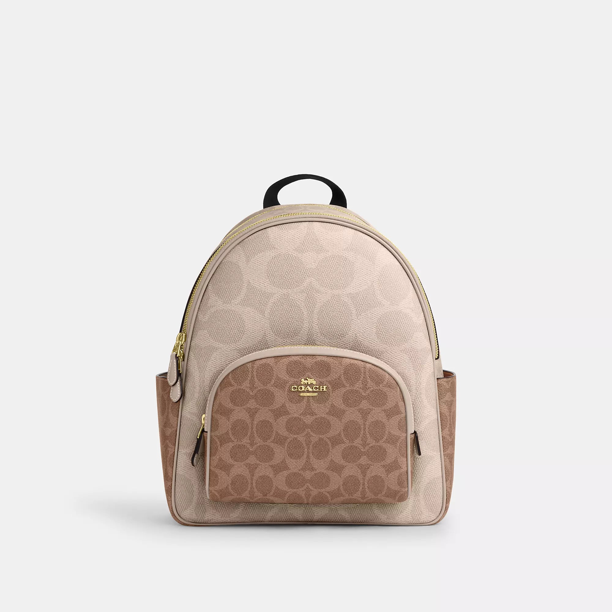 

Рюкзак Coach Outlet Court из блочной фирменной ткани, цвет gold/sand/tan