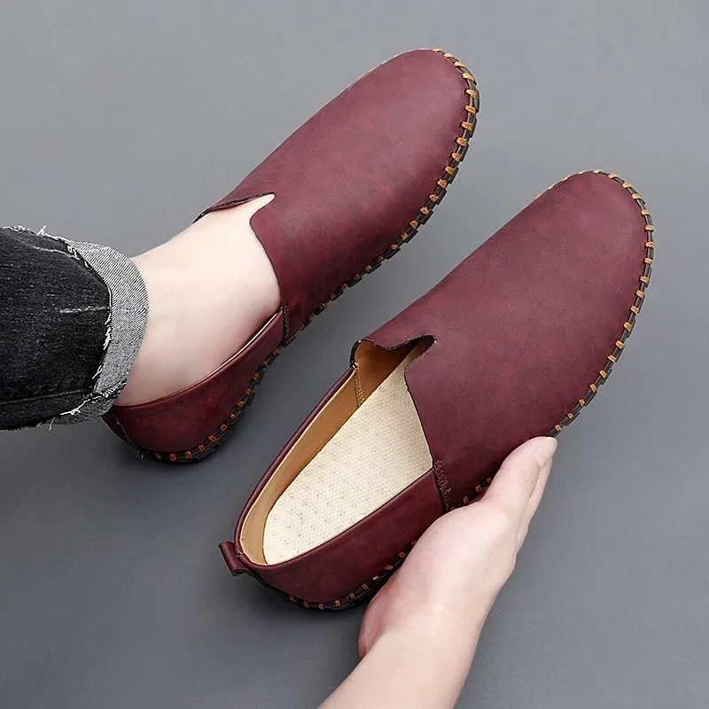 Лоферы с прострочкой Vegan Leather Flat Heel Red PUGHGAETZF — фото 4