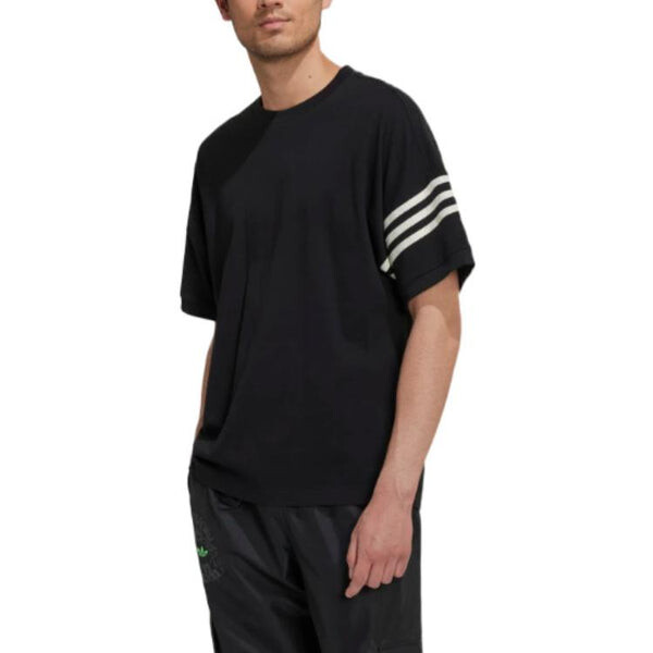 Футболка Men's adidas originals Stripe Casual Sports Short Sleeve Black T-Shirt, мультиколор — фото 2