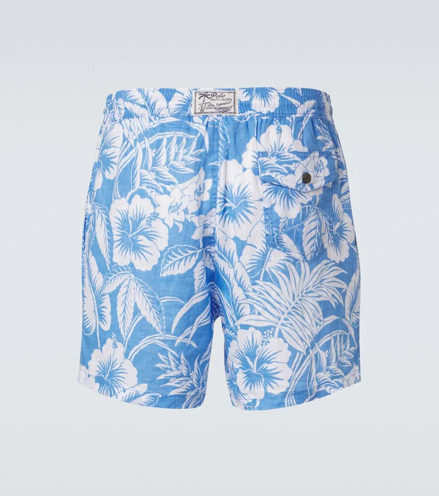 Льняные плавки с цветочным принтом Polo Ralph Lauren, синий — фото 4