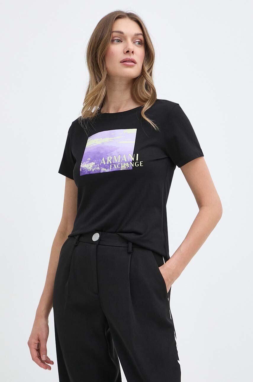 

Хлопковая футболка Armani Exchange, черный