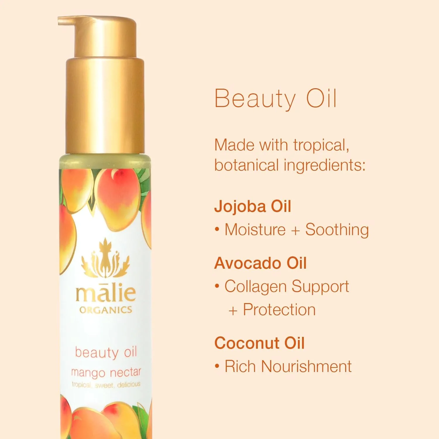 Натуральное органическое лечебное масло для лица от Malie Organics, увлажняющее и питающее для любого типа кожи., orange — фото 2