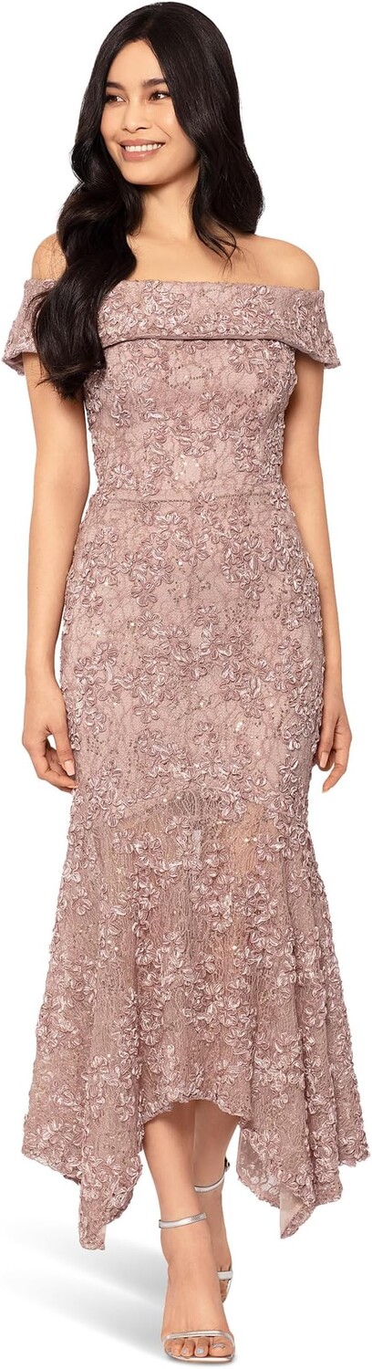 

Платье XSCAPE Mid Off-the-Shoulder Soutache, цвет Taupe
