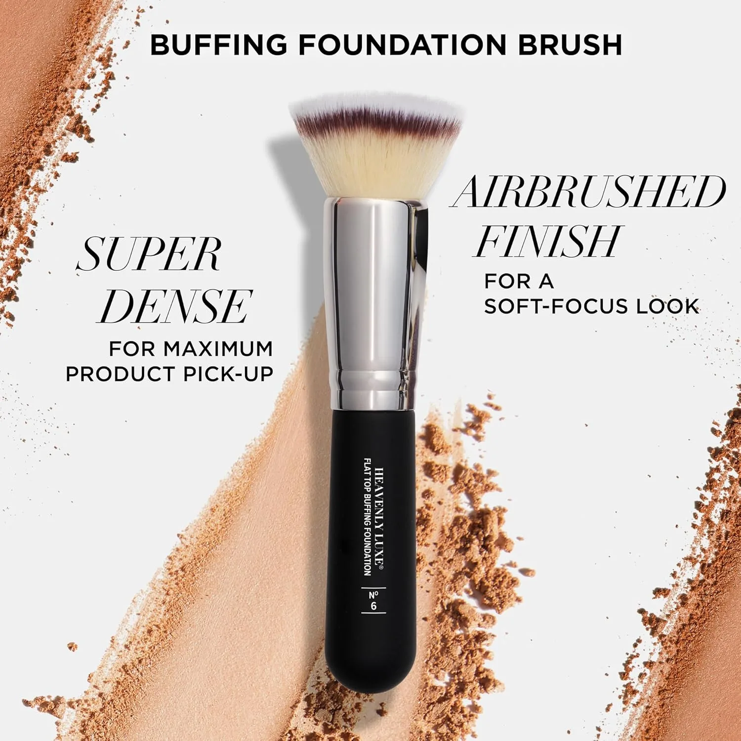 IT Cosmetics Heavenly Luxe Flat Top Buffing Foundation Brush #6 - кисть для жидкого тонального крема и пудры, Silver — фото 2
